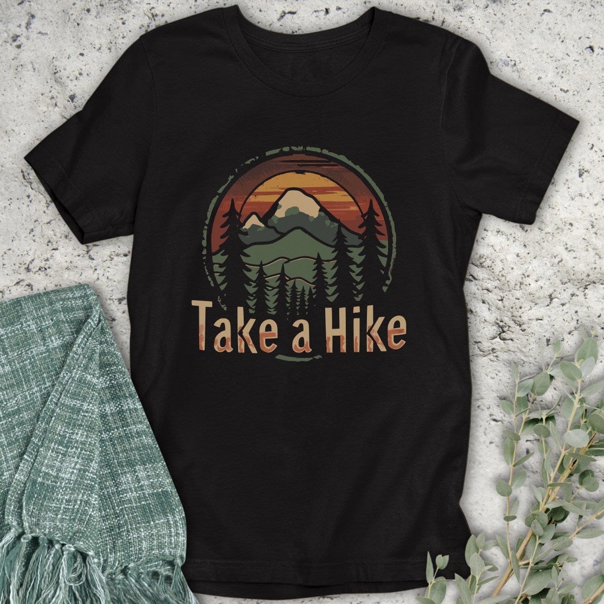 Stepping Green T-Shirt Sun Take A Hike Badge T-Shirt