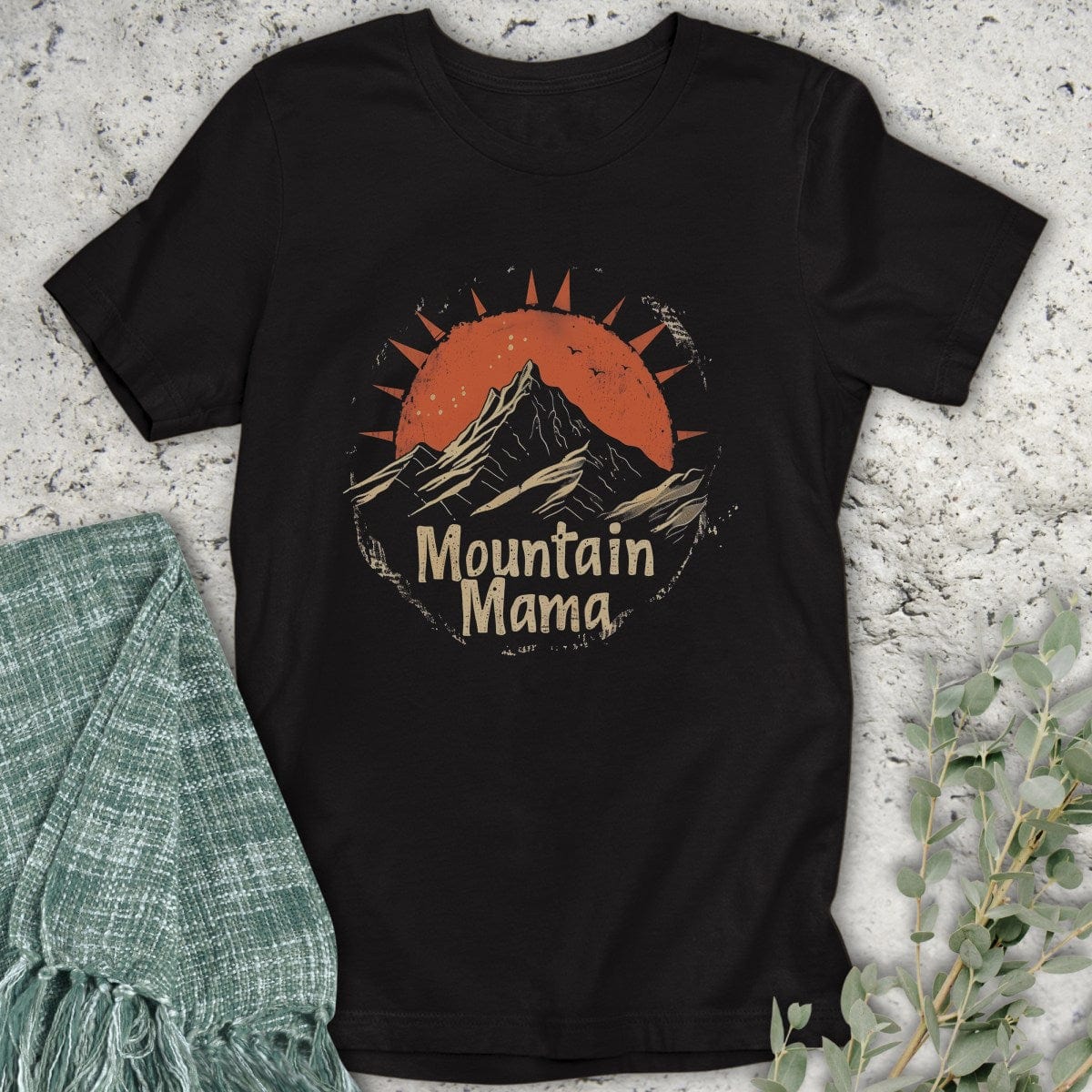 Stepping Green T-Shirt Sunset Mountain Mama T-Shirt