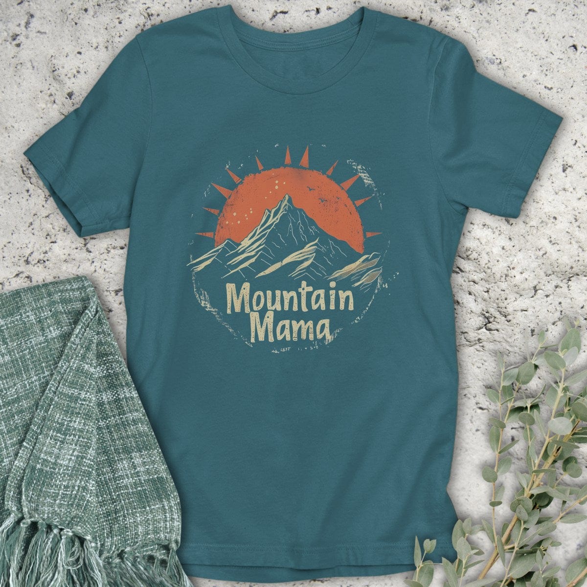 Stepping Green T-Shirt Sunset Mountain Mama T-Shirt