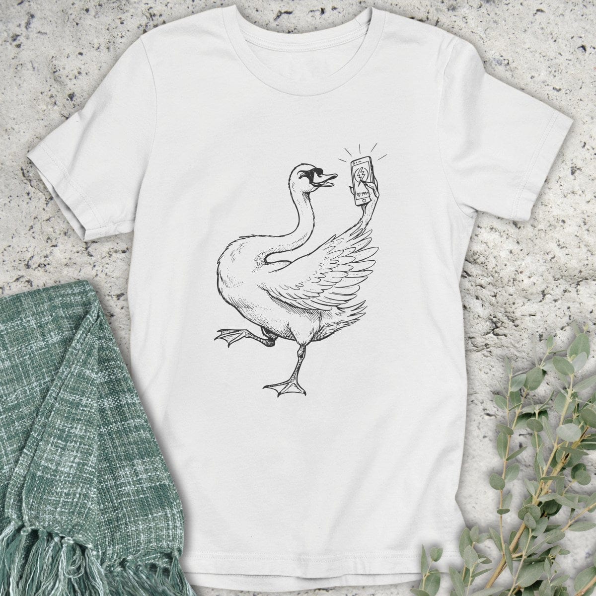 Stepping Green T-Shirt Swan Selfie T-Shirt