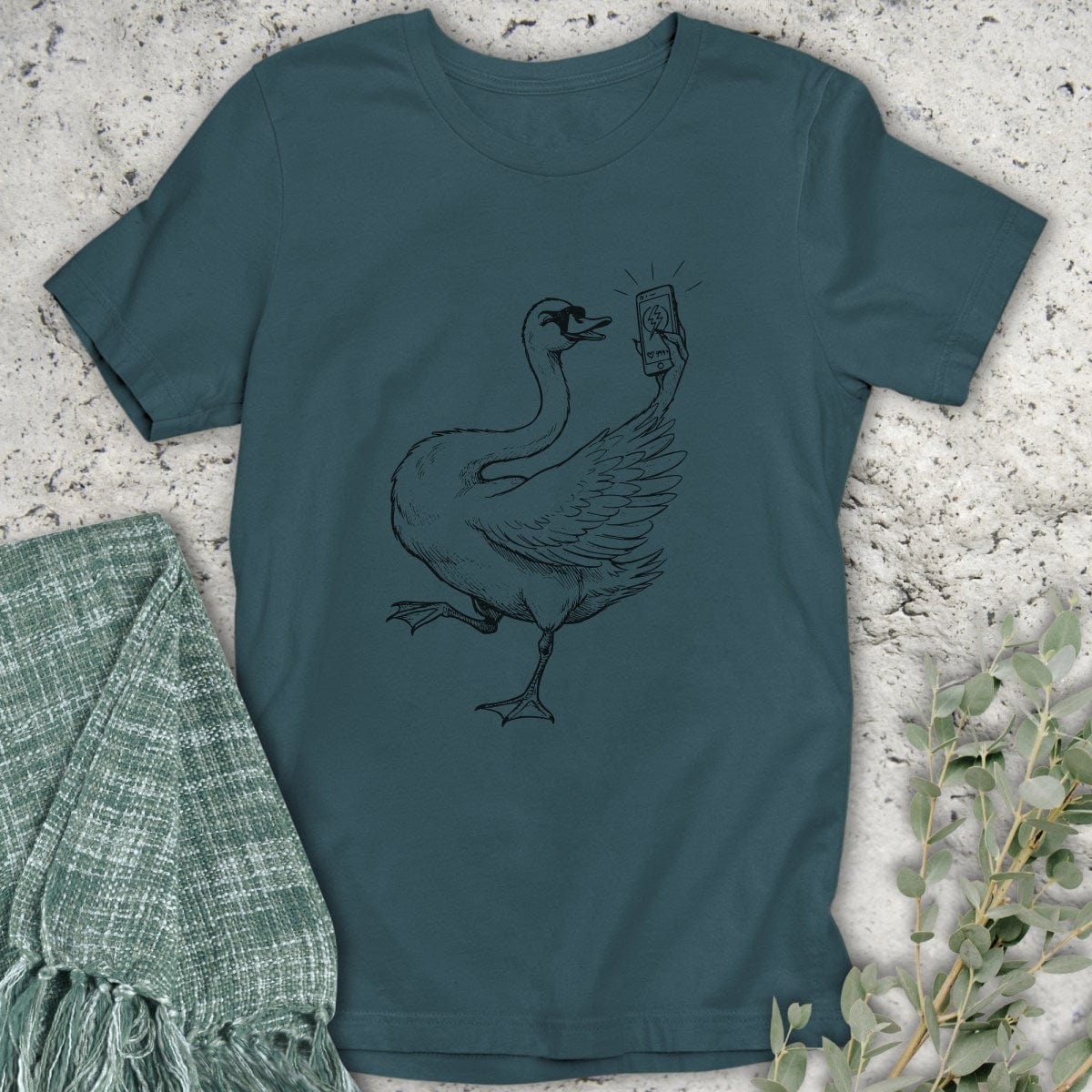 Stepping Green T-Shirt Swan Selfie T-Shirt