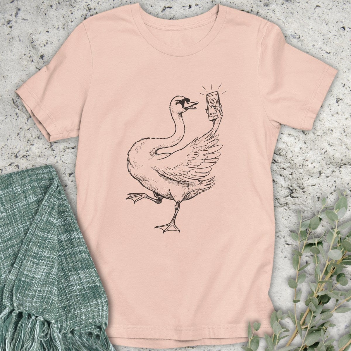Stepping Green T-Shirt Swan Selfie T-Shirt