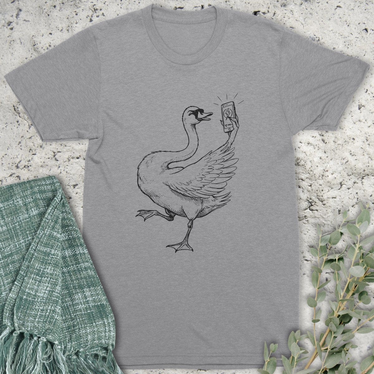 Stepping Green T-Shirt Swan Selfie T-Shirt