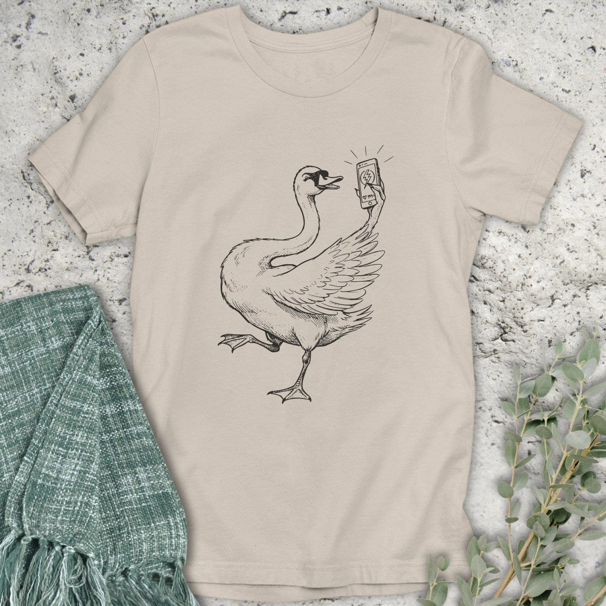 Stepping Green T-Shirt Swan Selfie T-Shirt
