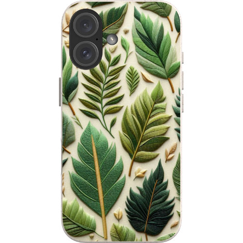 Green Leaves Embroidered Look Bio Case