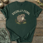 Printify T-Shirt Socially Feral Raccoon T-Shirt