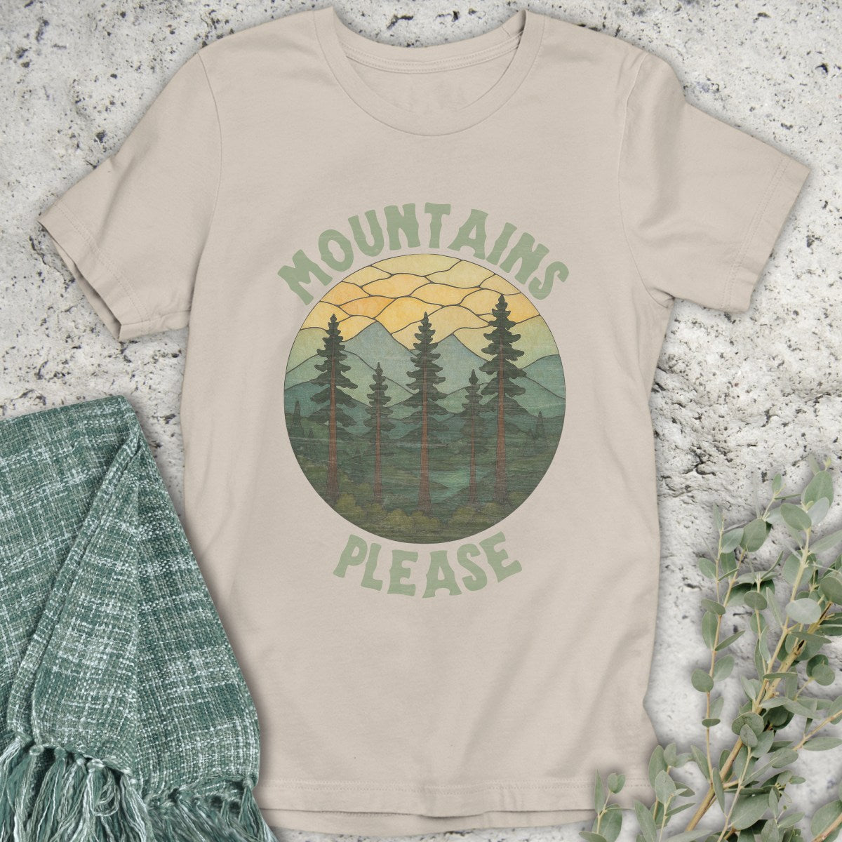 Stained Glass Mountains Please T-Shirt