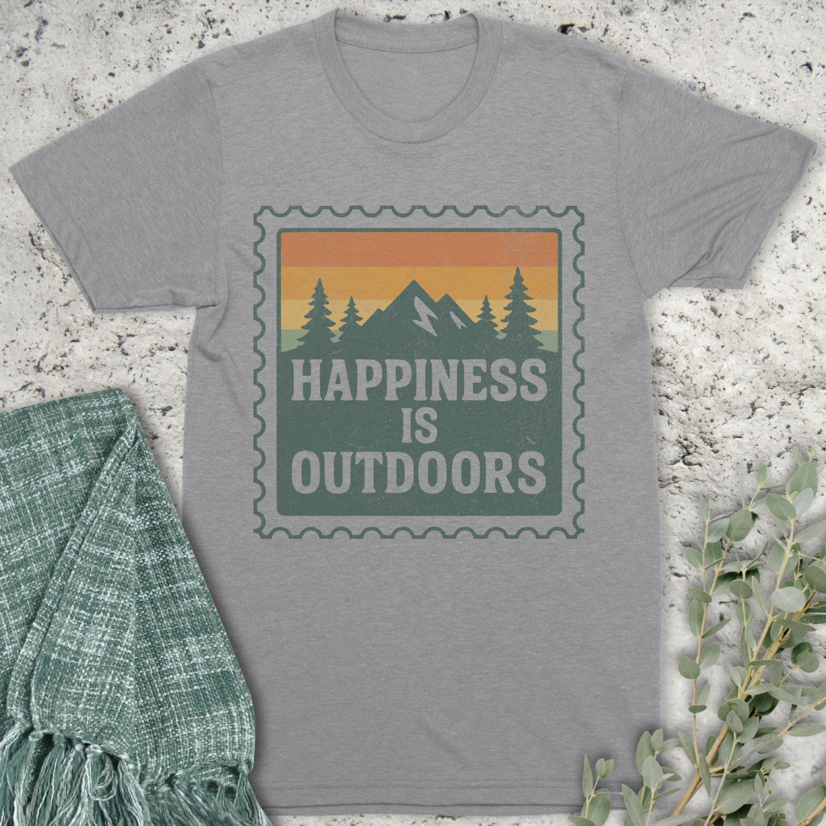 Happiness Is Outdoors Stamp T-Shirt