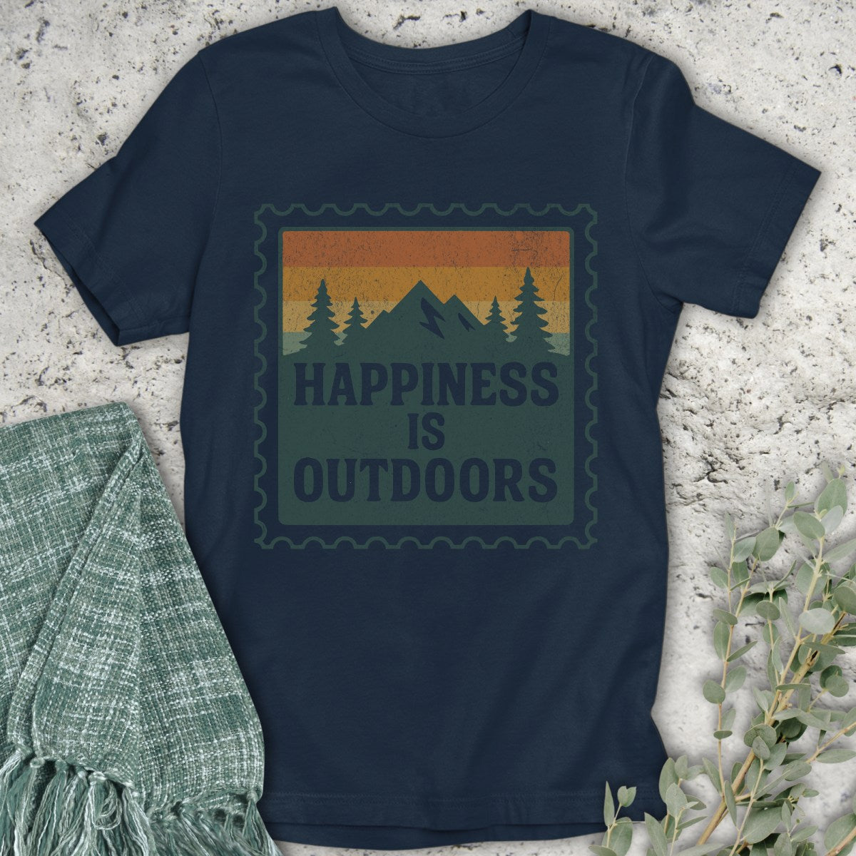 Happiness Is Outdoors Stamp T-Shirt