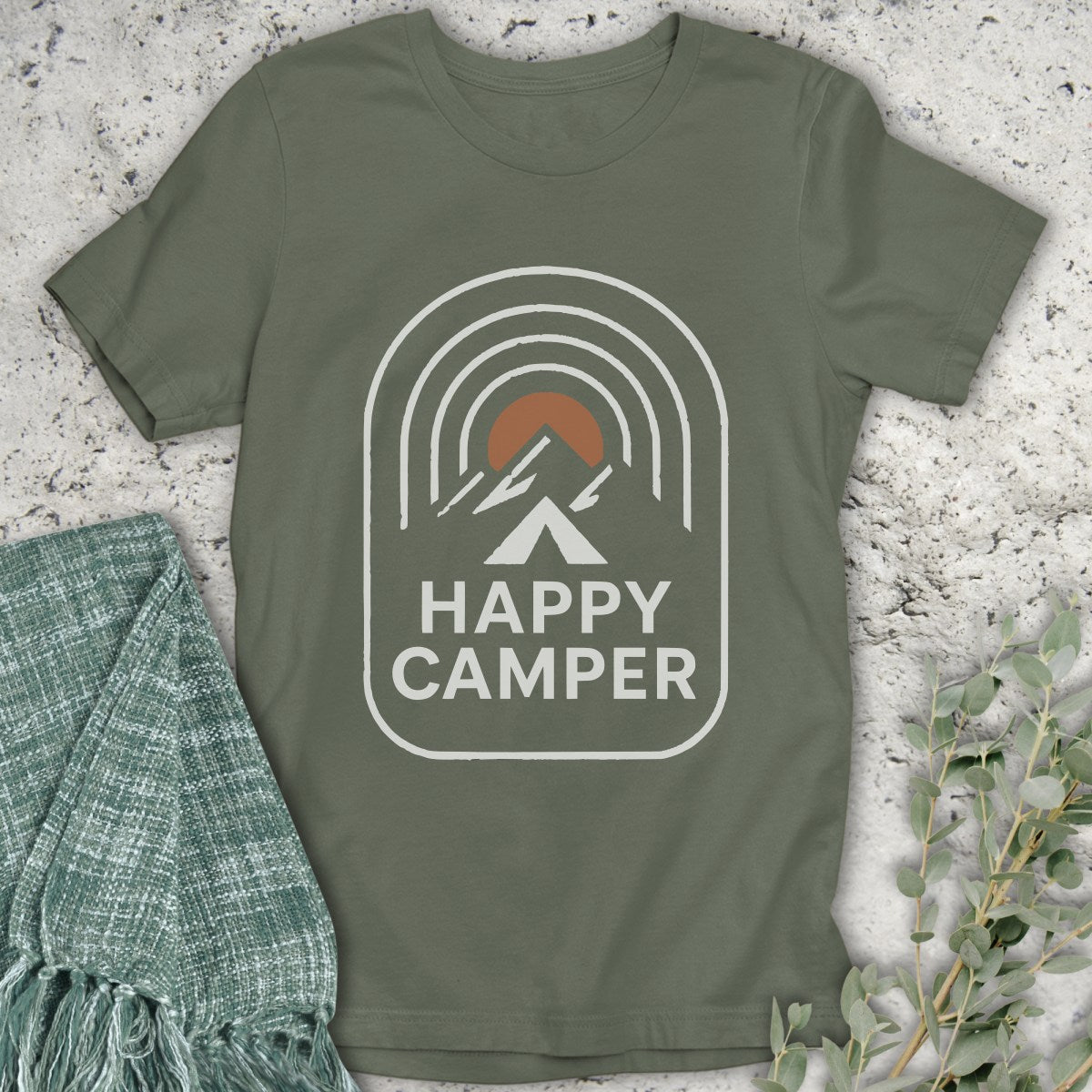 Happy Camper Line Art T-Shirt