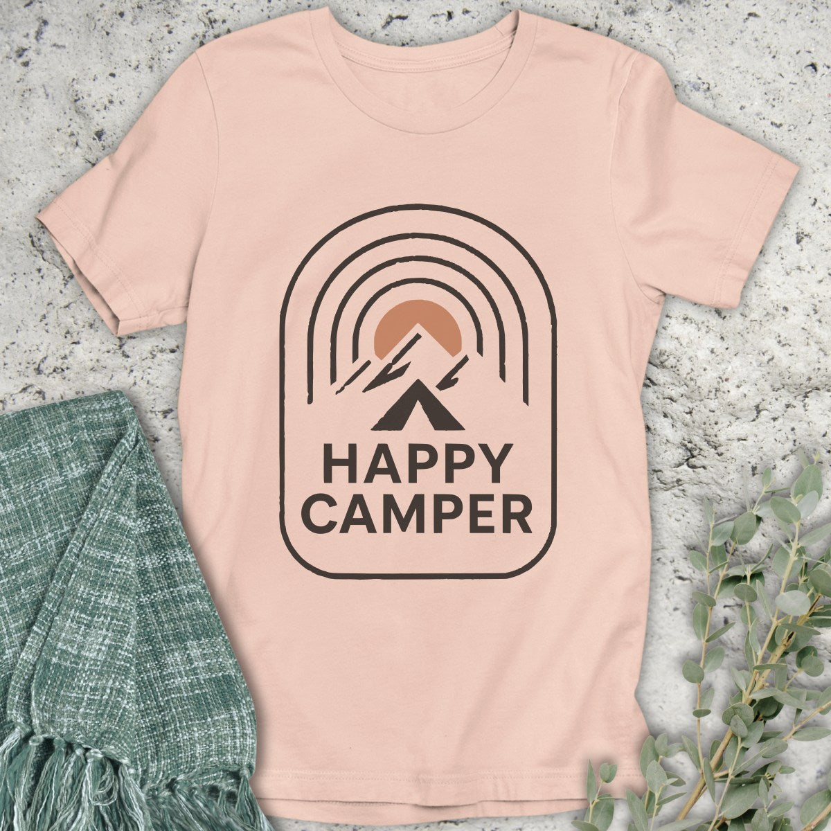 Happy Camper Line Art T-Shirt