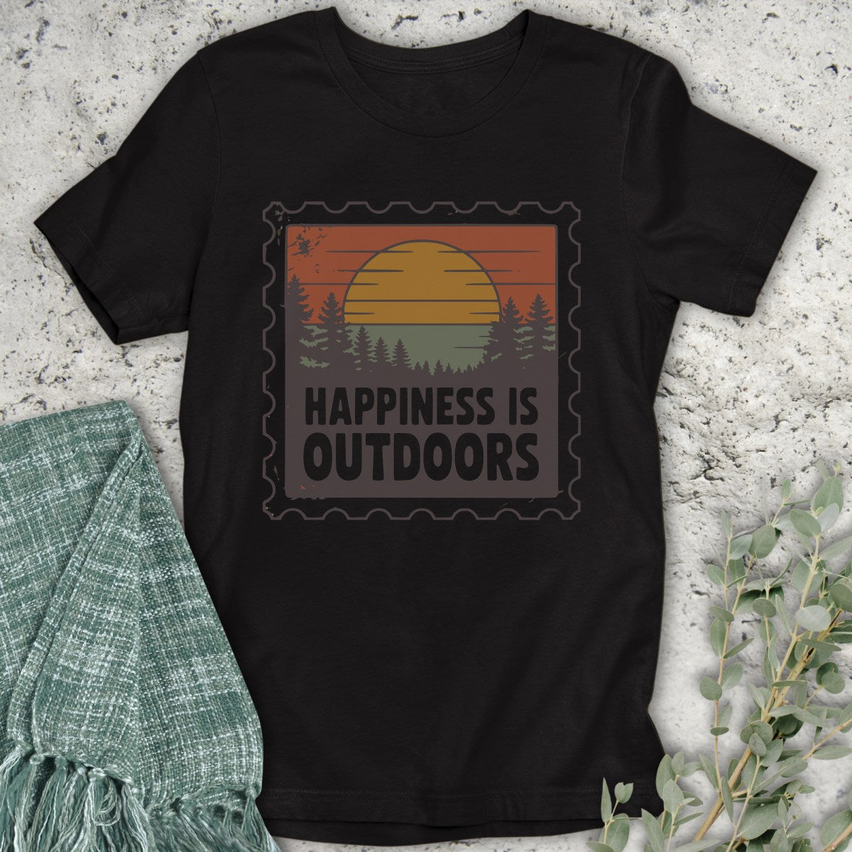 Happiness Is Outdoors Stamp T-Shirt