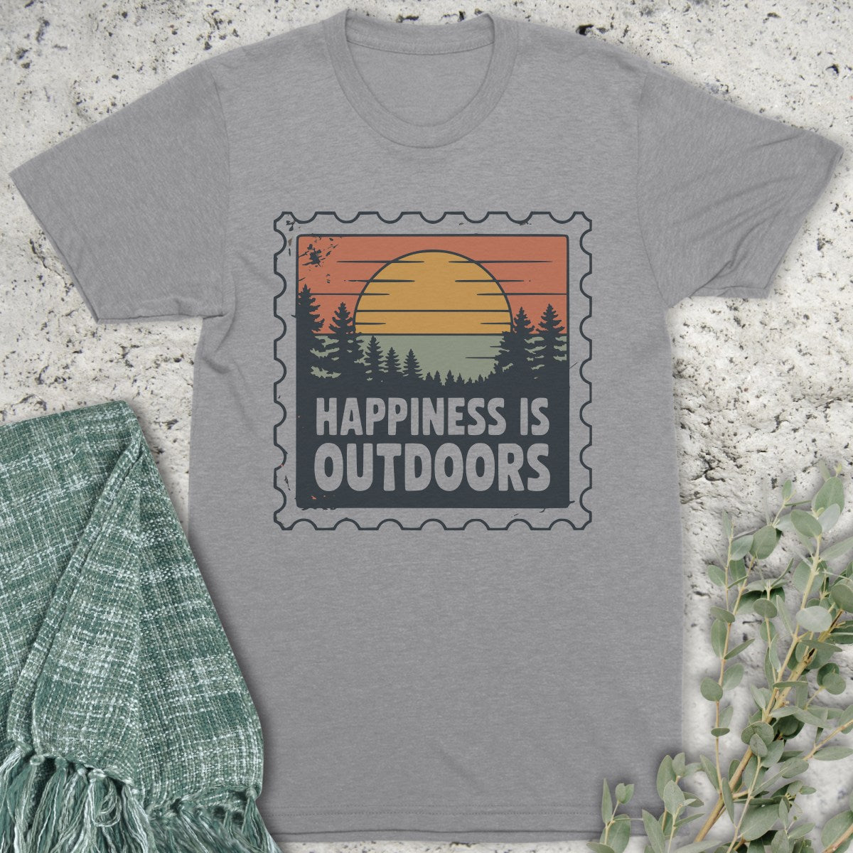 Happiness Is Outdoors Stamp T-Shirt