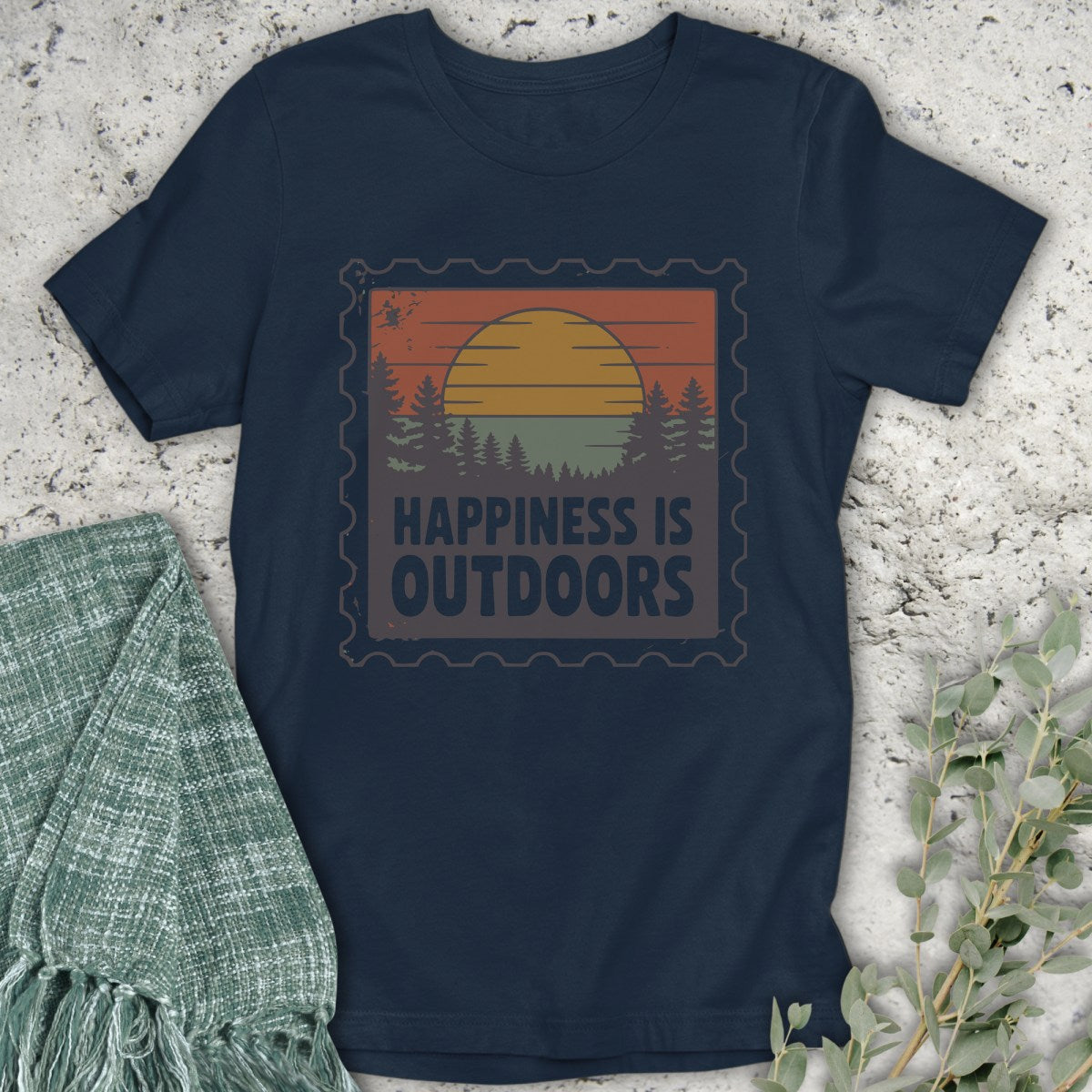 Happiness Is Outdoors Stamp T-Shirt