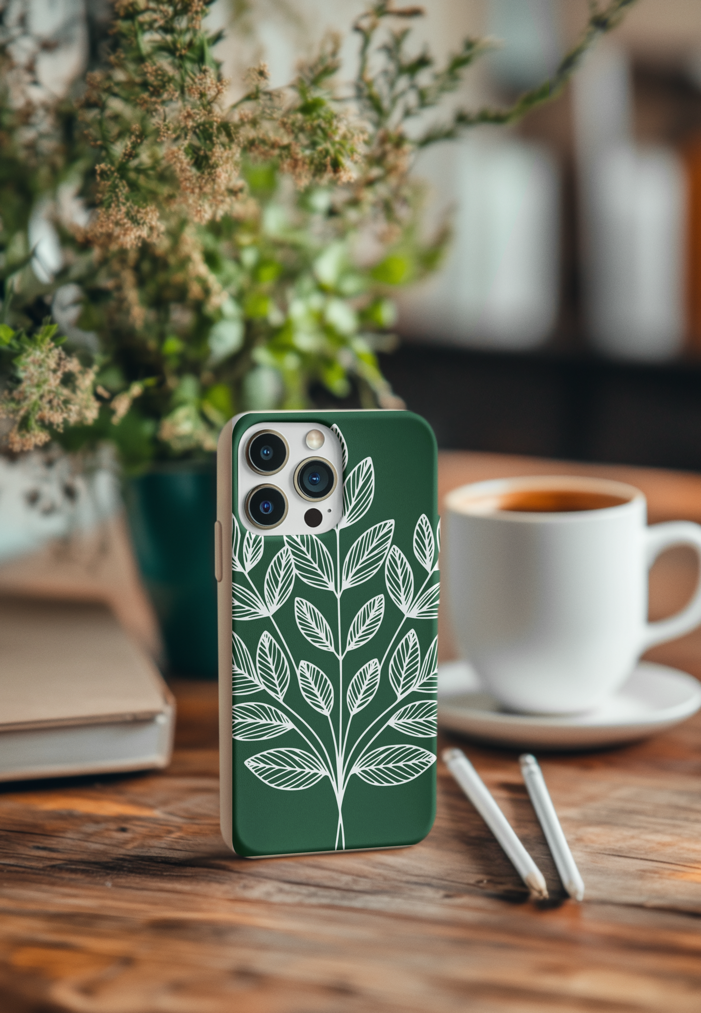 Green Leaf Line Art Bio Case