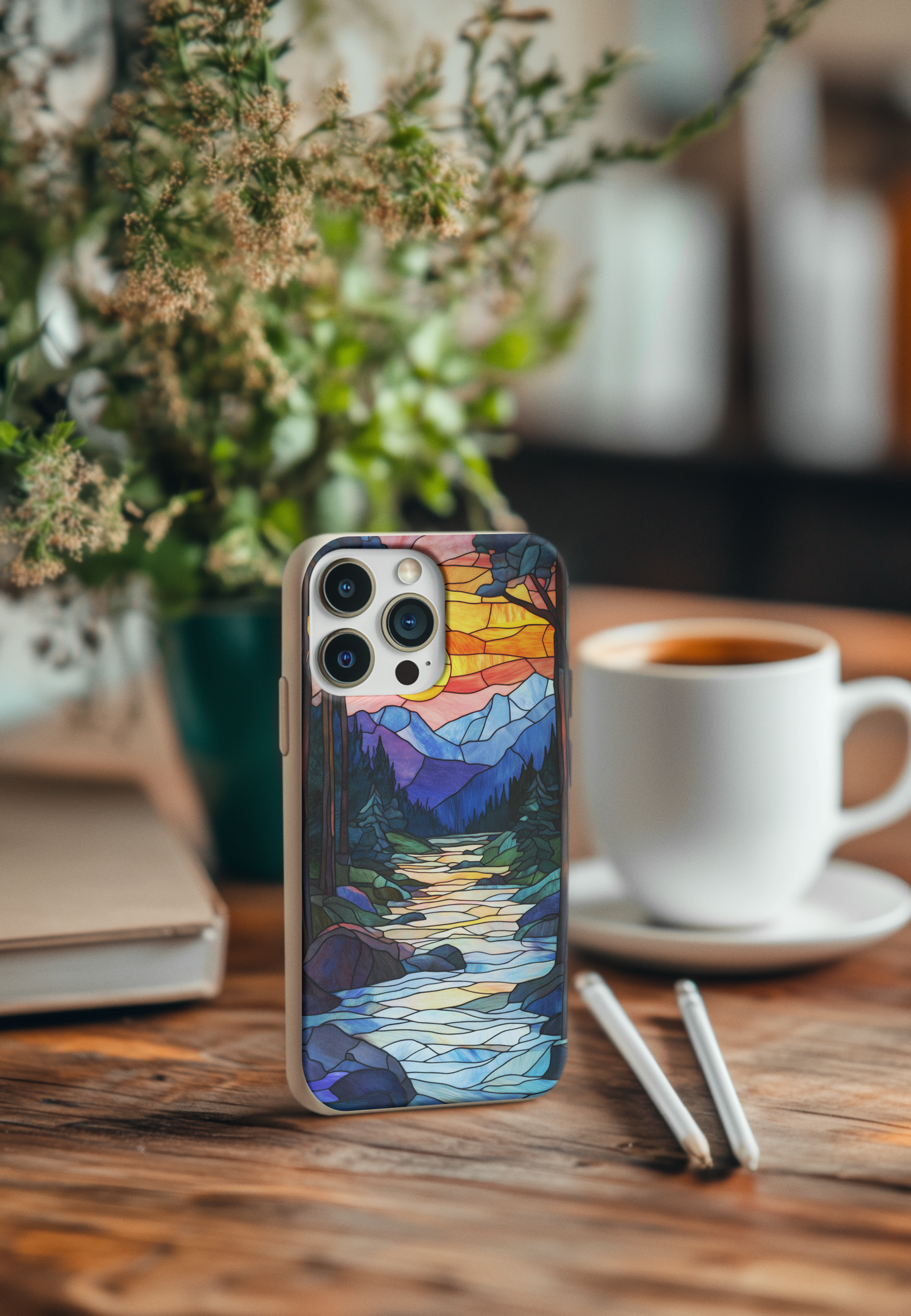 Stained Glass Mountain Sunset Bio Case