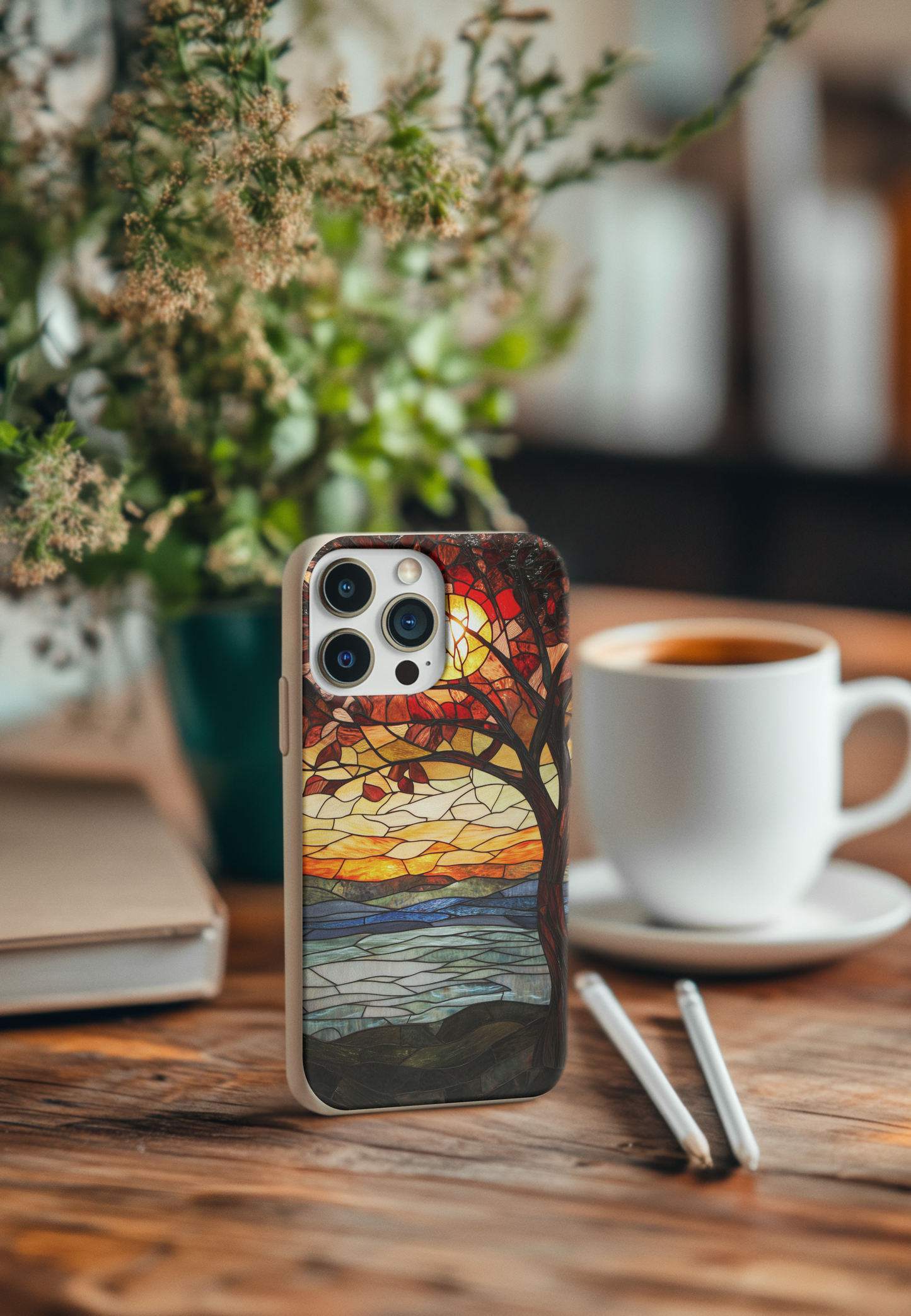 Stained Glass Tree Sunset Bio Case