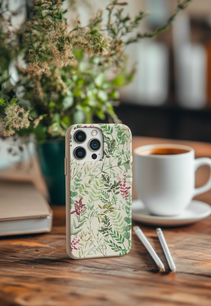 Watercolor Green Leaves Bio Case