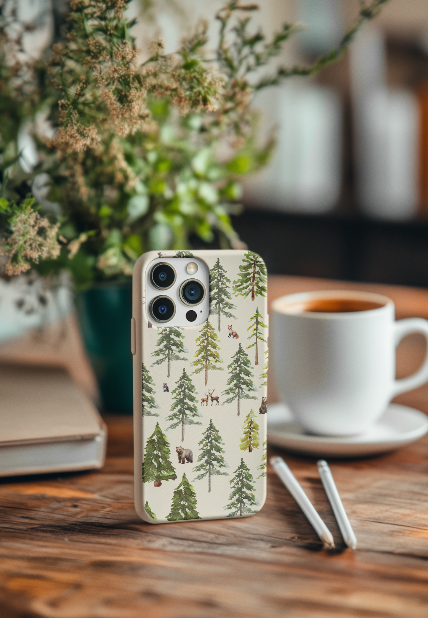 Watercolor Forest with Animals Bio Case