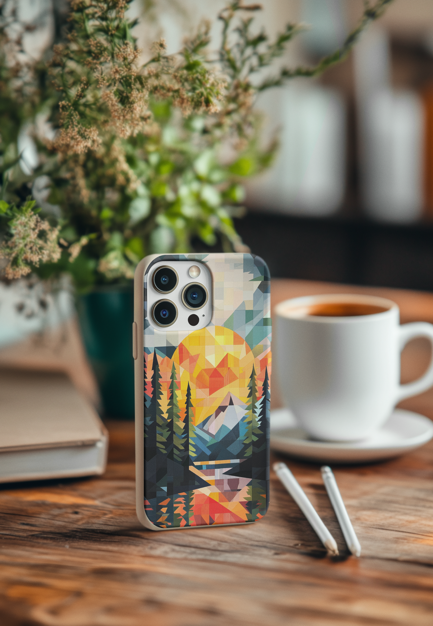 Geometric Mountain Sunset Bio Case
