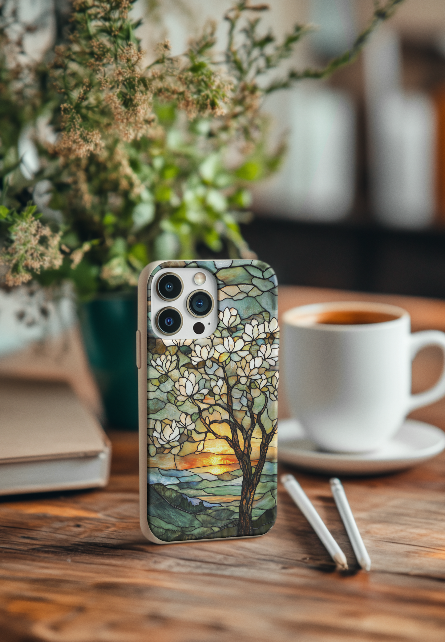 Stained Glass Magnolia Tree Bio Case