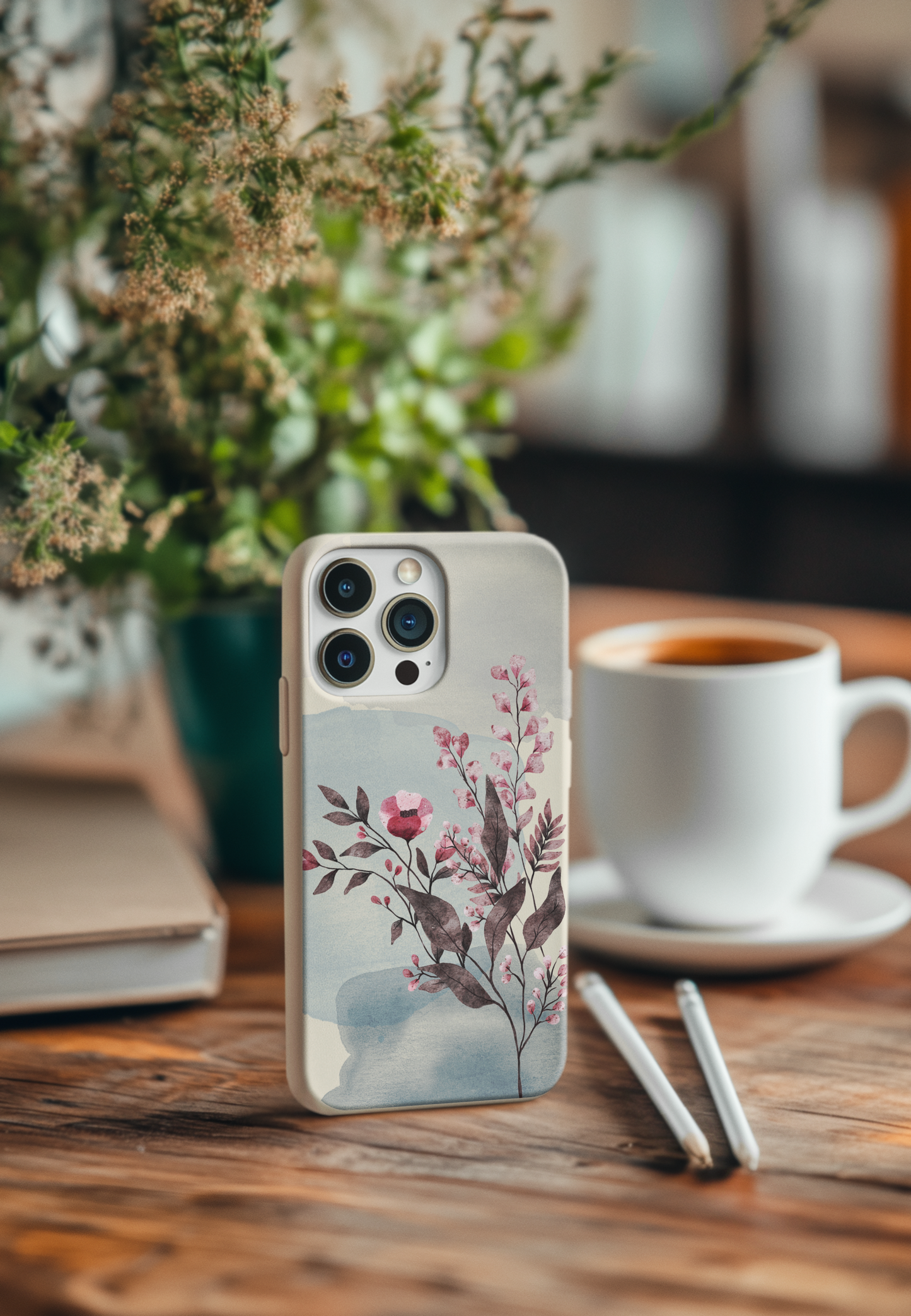 Watercolor Pink Floral Blob Bio Case