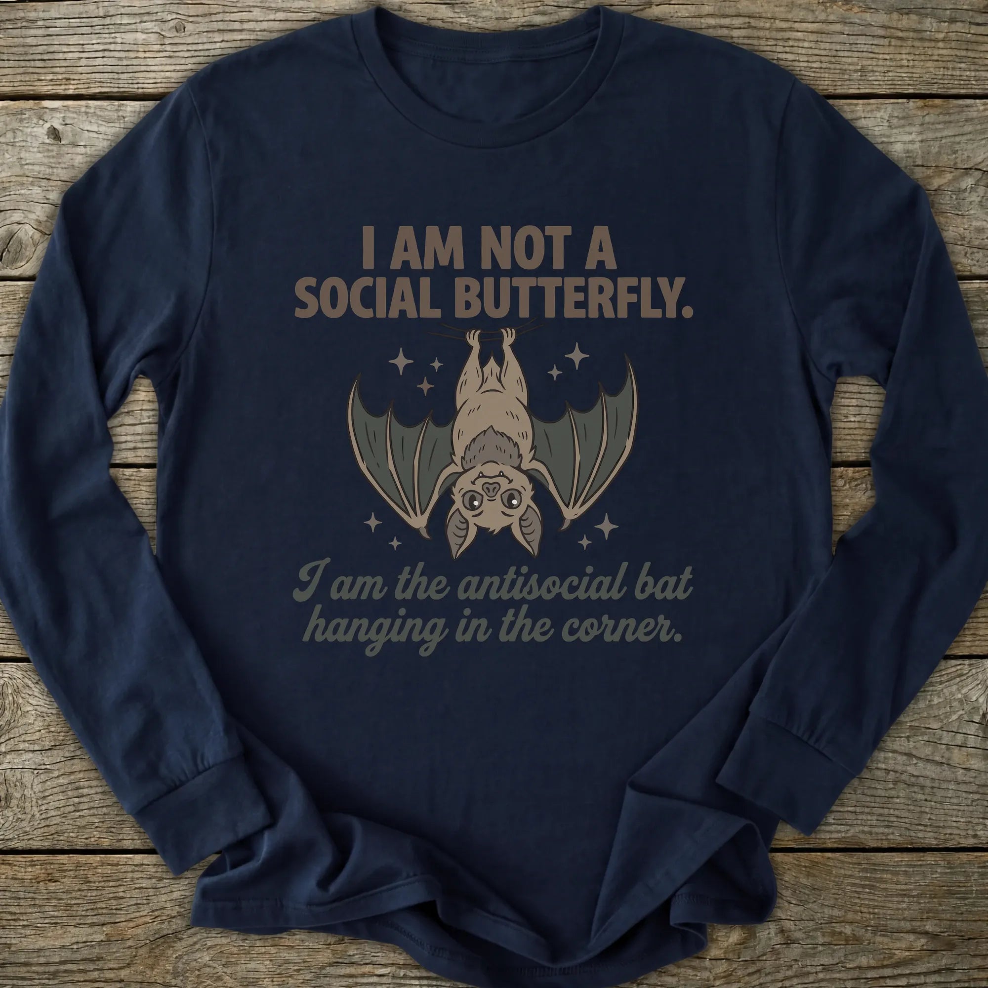 Printify Long-sleeve Antisocial Bat Long Sleeve T-Shirt