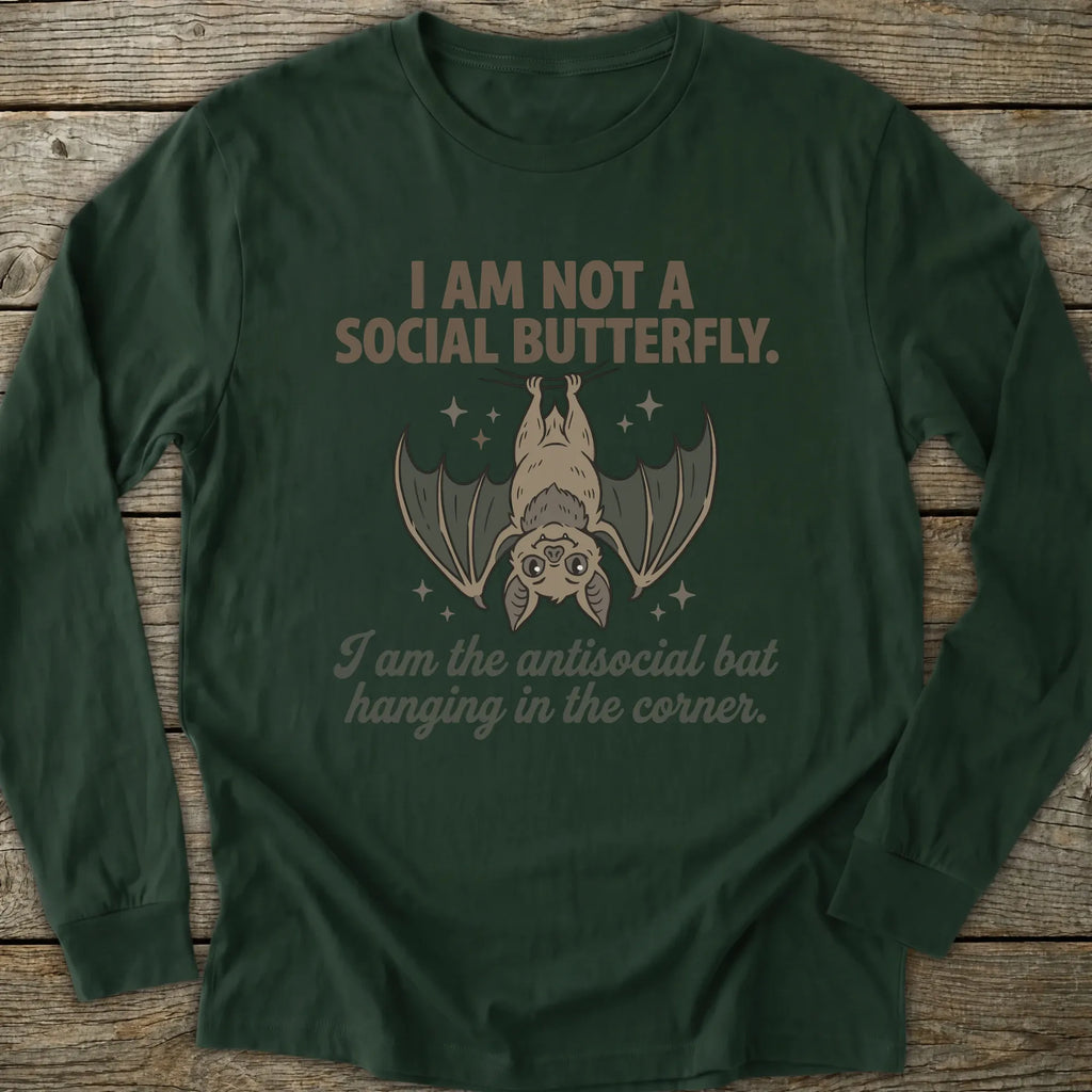 Printify Long-sleeve Antisocial Bat Long Sleeve T-Shirt