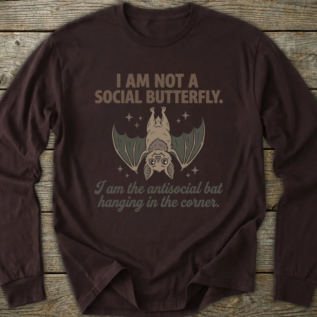 Printify Long-sleeve Antisocial Bat Long Sleeve T-Shirt