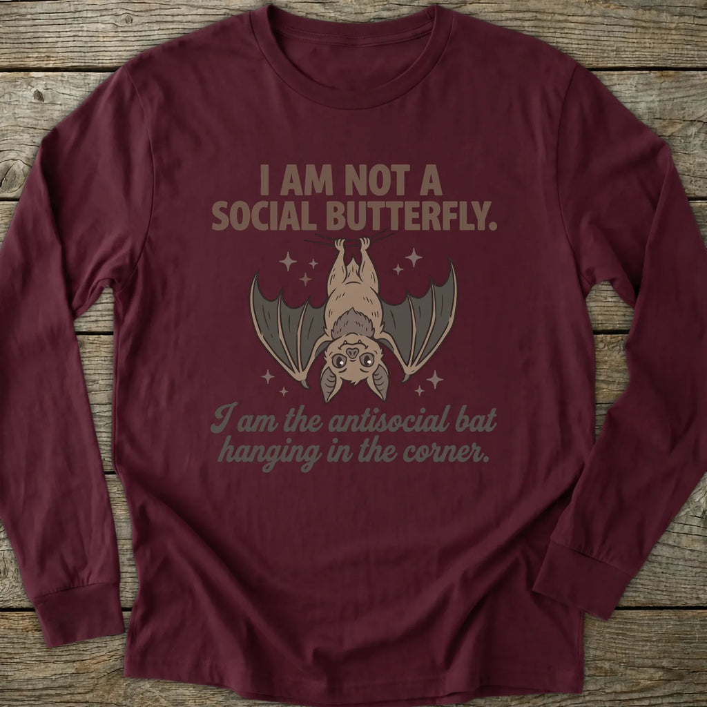 Printify Long-sleeve Antisocial Bat Long Sleeve T-Shirt
