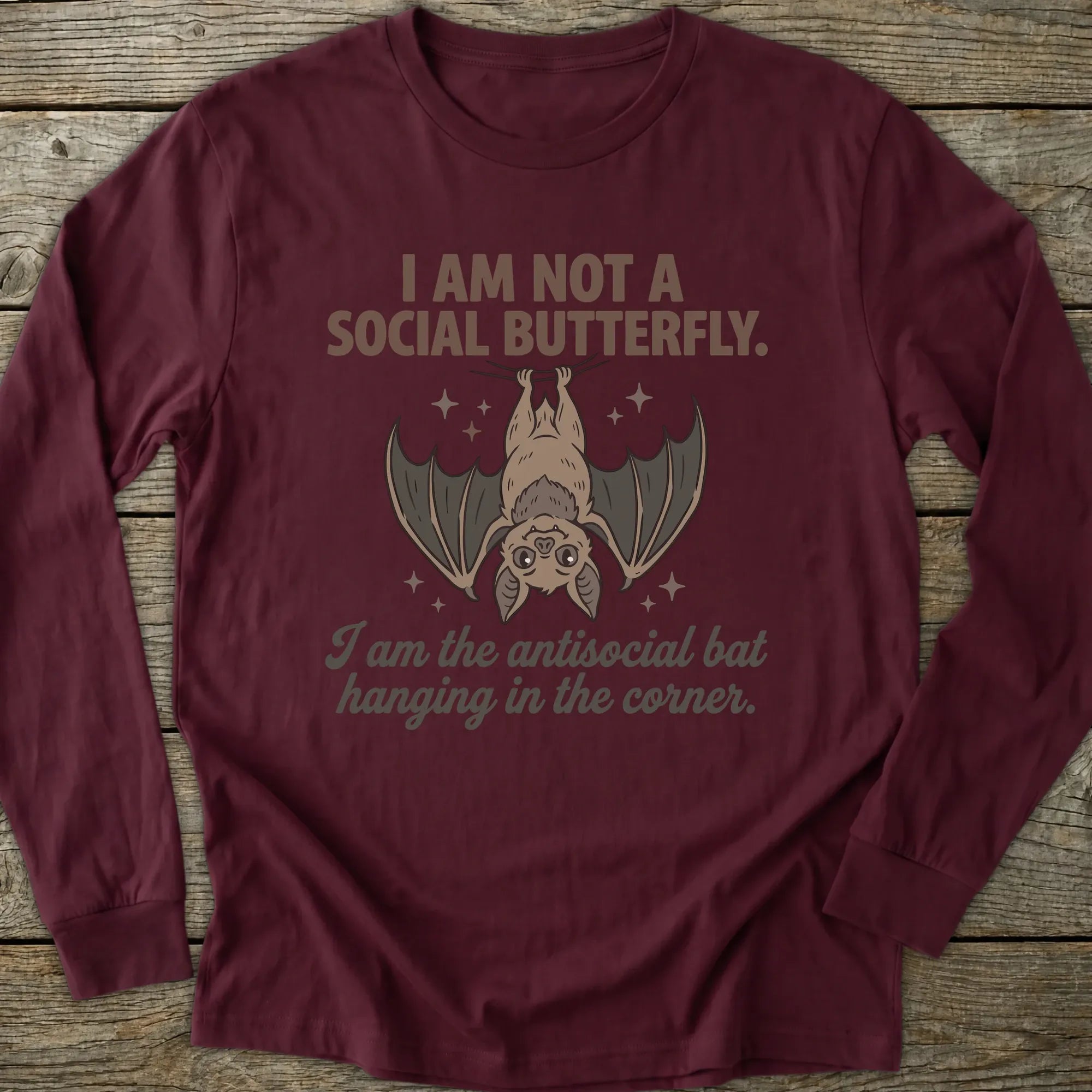 Printify Long-sleeve Antisocial Bat Long Sleeve T-Shirt