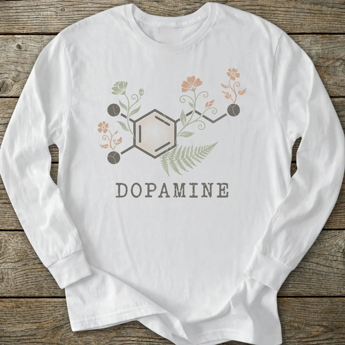 Printify Long-sleeve Dopamine Molecule Long Sleeve T-Shirt