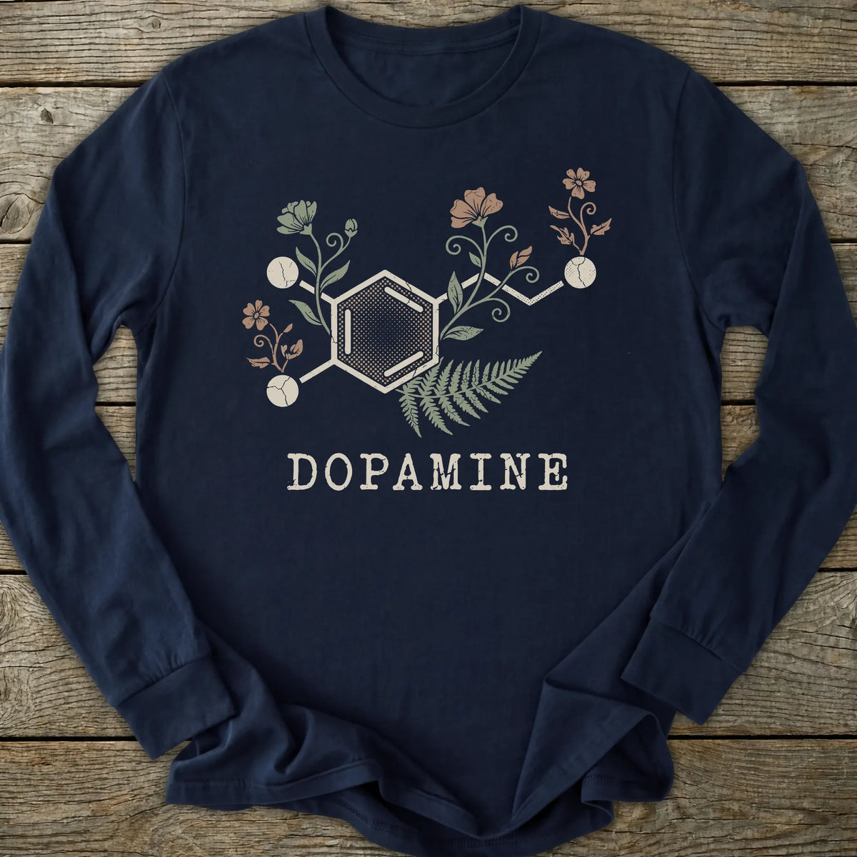 Printify Long-sleeve Dopamine Molecule Long Sleeve T-Shirt
