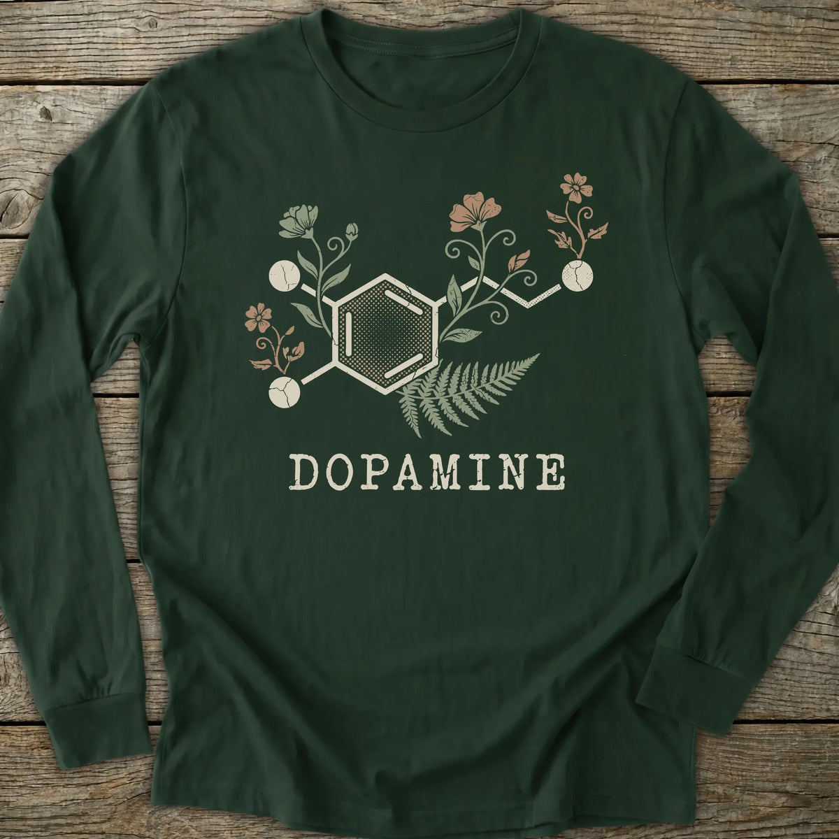 Printify Long-sleeve Dopamine Molecule Long Sleeve T-Shirt