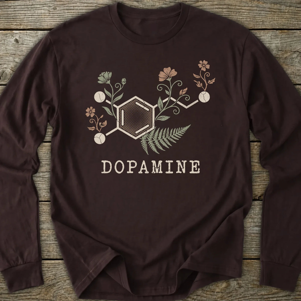 Printify Long-sleeve Dopamine Molecule Long Sleeve T-Shirt