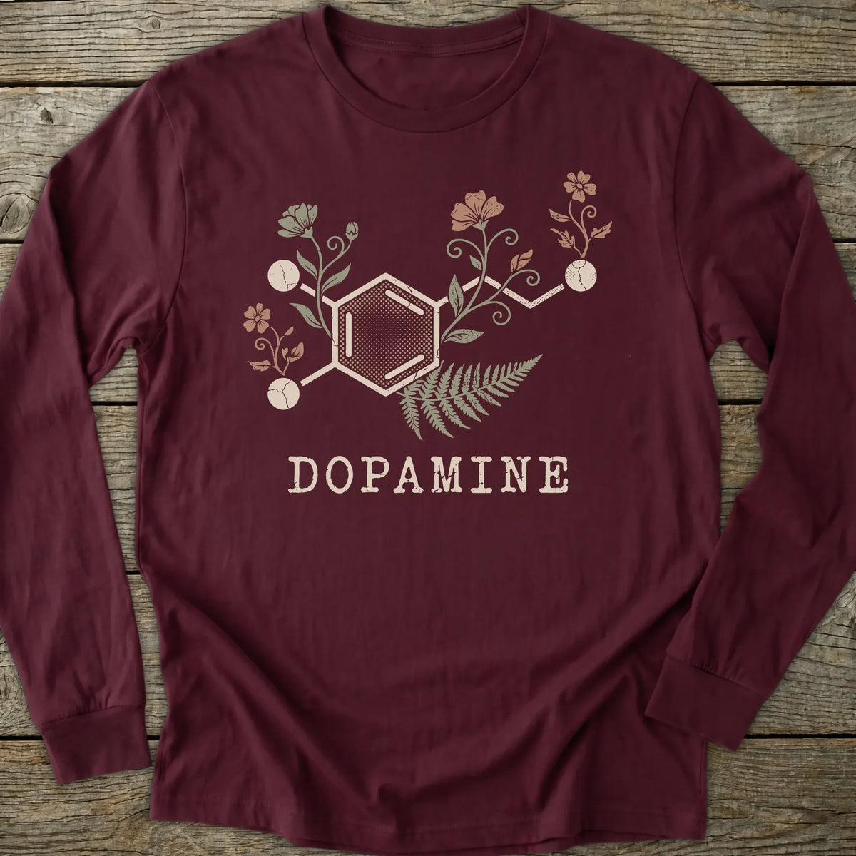 Printify Long-sleeve Dopamine Molecule Long Sleeve T-Shirt