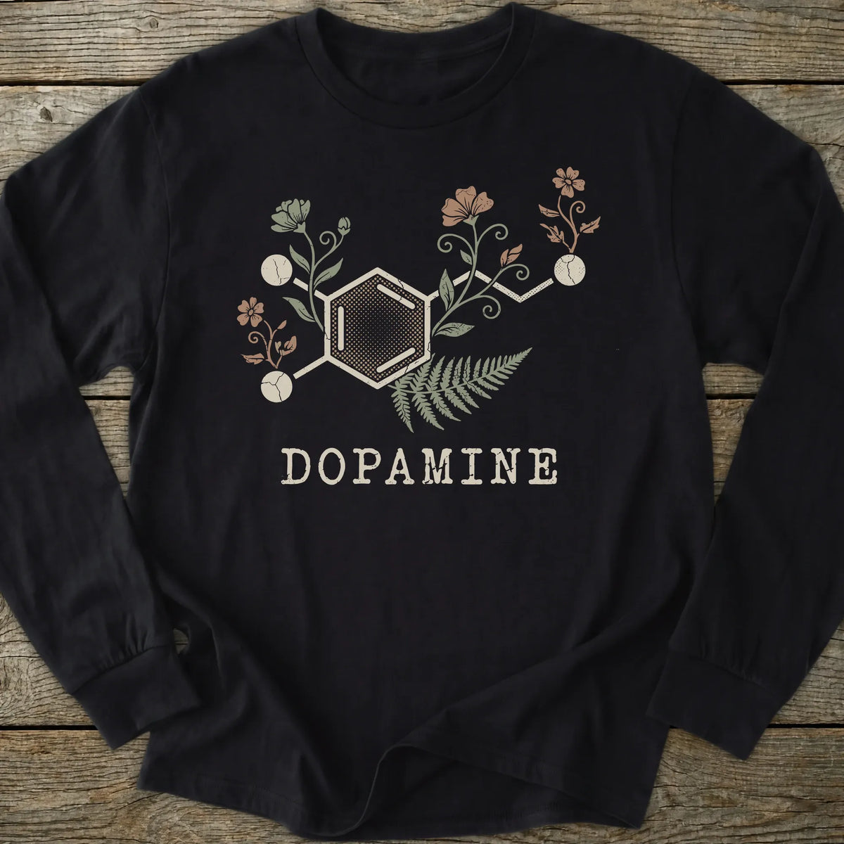 Printify Long-sleeve Dopamine Molecule Long Sleeve T-Shirt