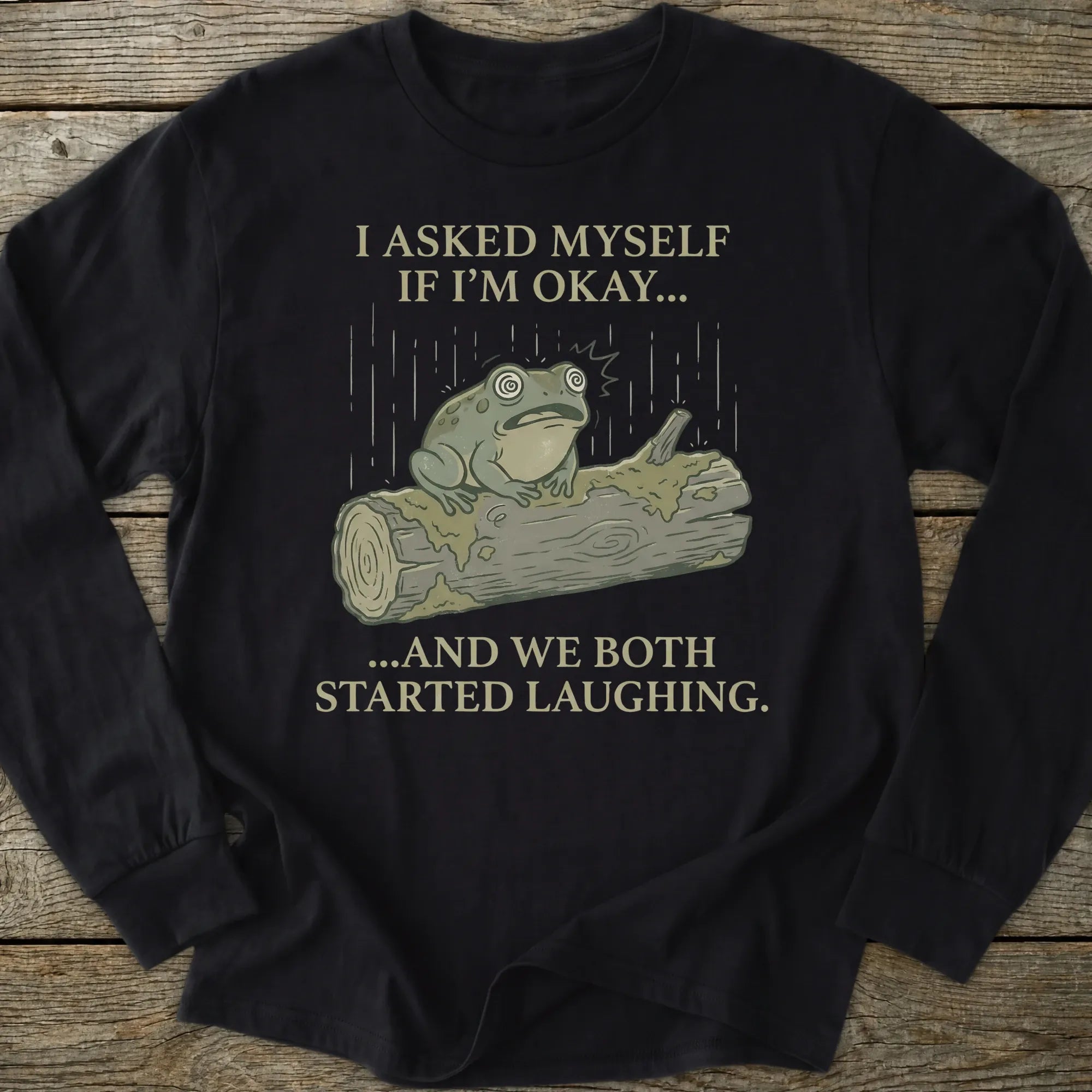 Printify Long-sleeve Frog In Rain Long Sleeve T-Shirt