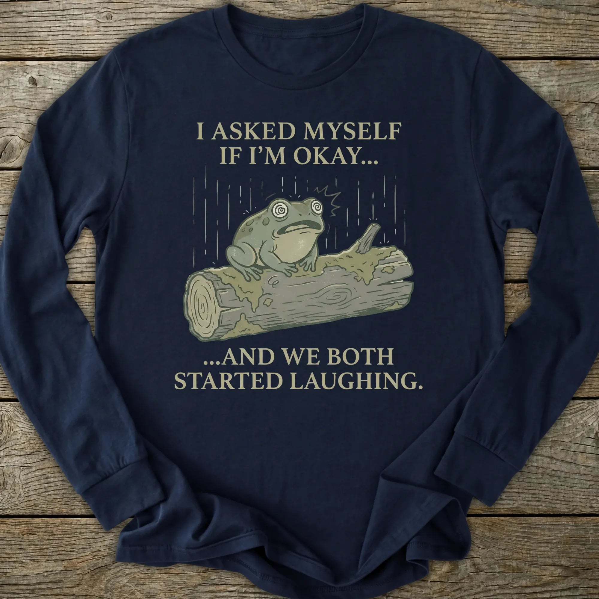 Printify Long-sleeve Frog In Rain Long Sleeve T-Shirt