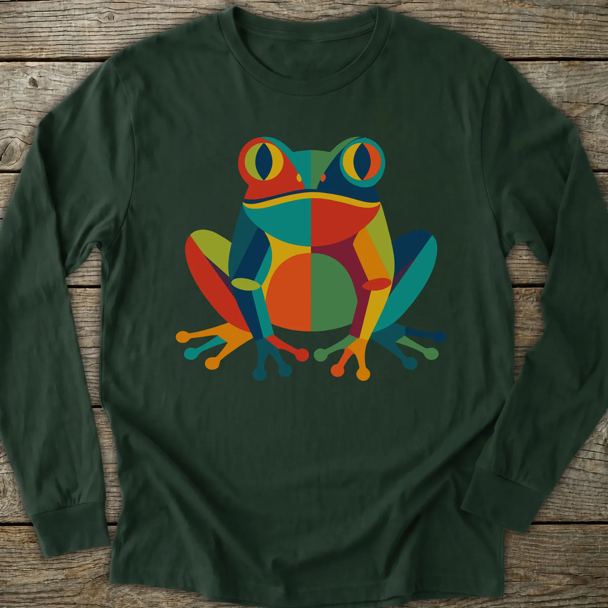 Printify Long-sleeve Geometric Pop Art Frog Long Sleeve T-Shirt