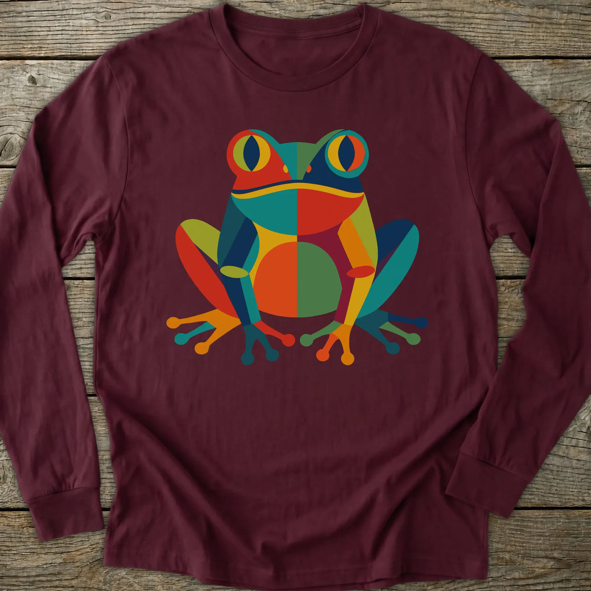 Printify Long-sleeve Geometric Pop Art Frog Long Sleeve T-Shirt