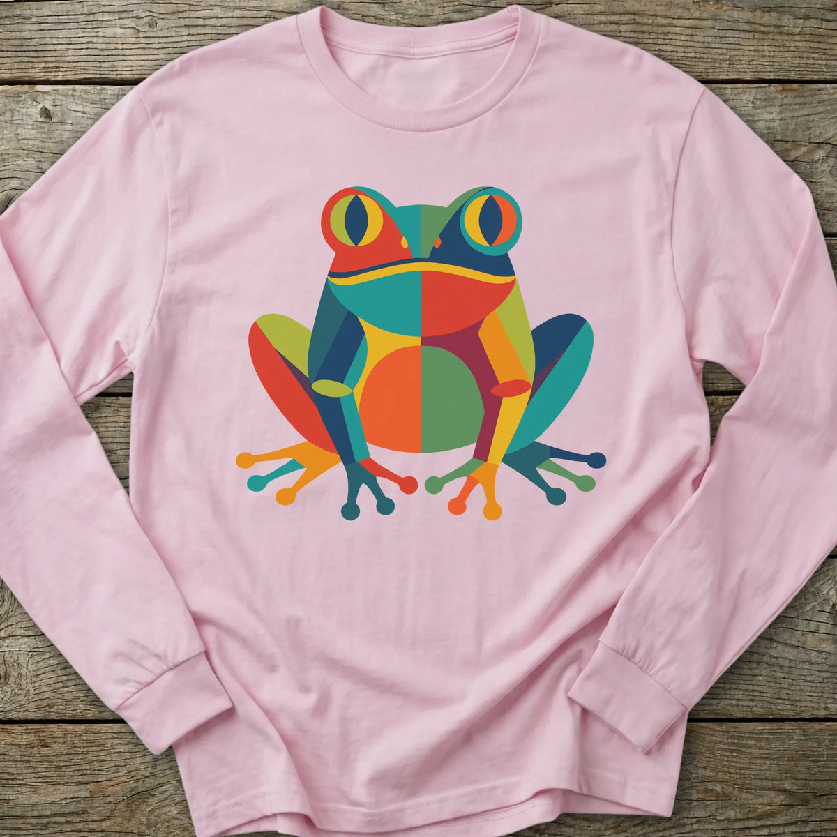 Printify Long-sleeve Geometric Pop Art Frog Long Sleeve T-Shirt