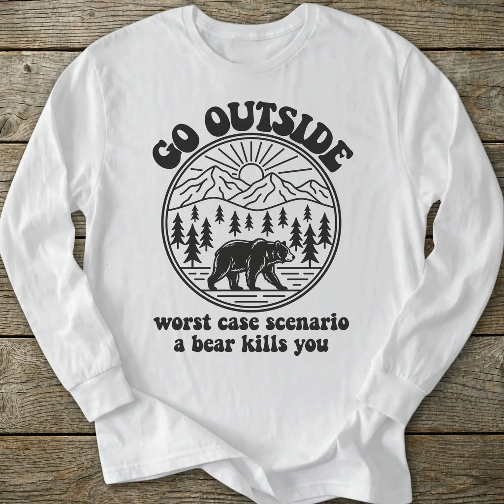 Printify Long-sleeve Go Outside Bear Long Sleeve T-Shirt