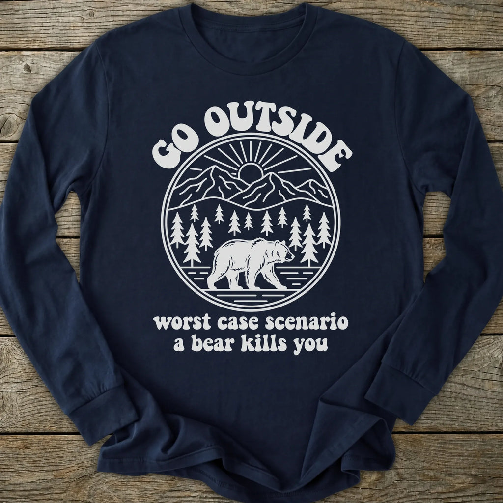 Printify Long-sleeve Go Outside Bear Long Sleeve T-Shirt