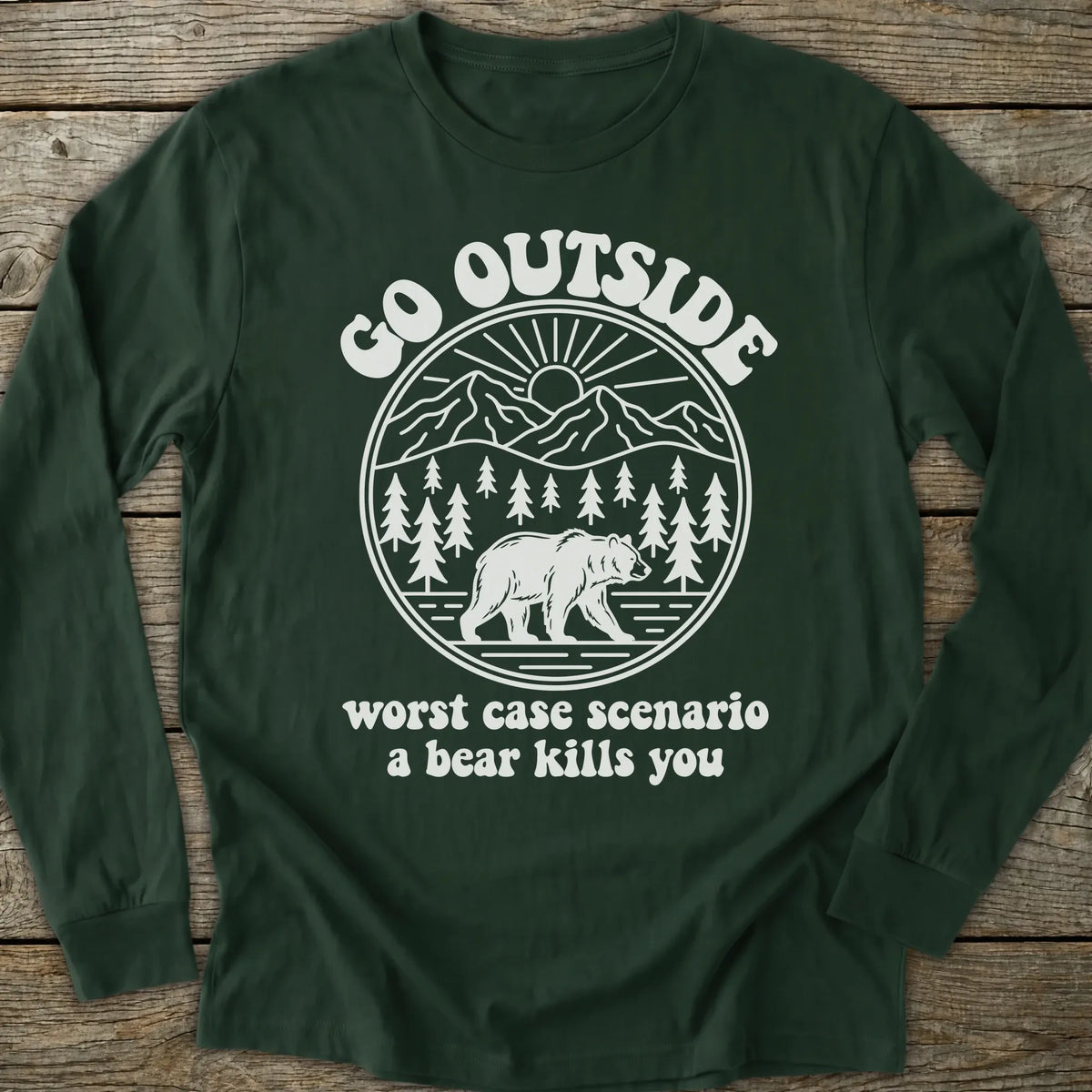 Printify Long-sleeve Go Outside Bear Long Sleeve T-Shirt
