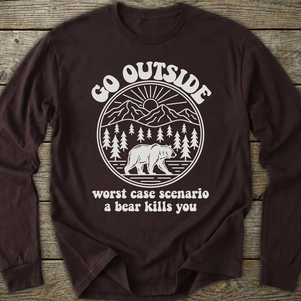 Printify Long-sleeve Go Outside Bear Long Sleeve T-Shirt