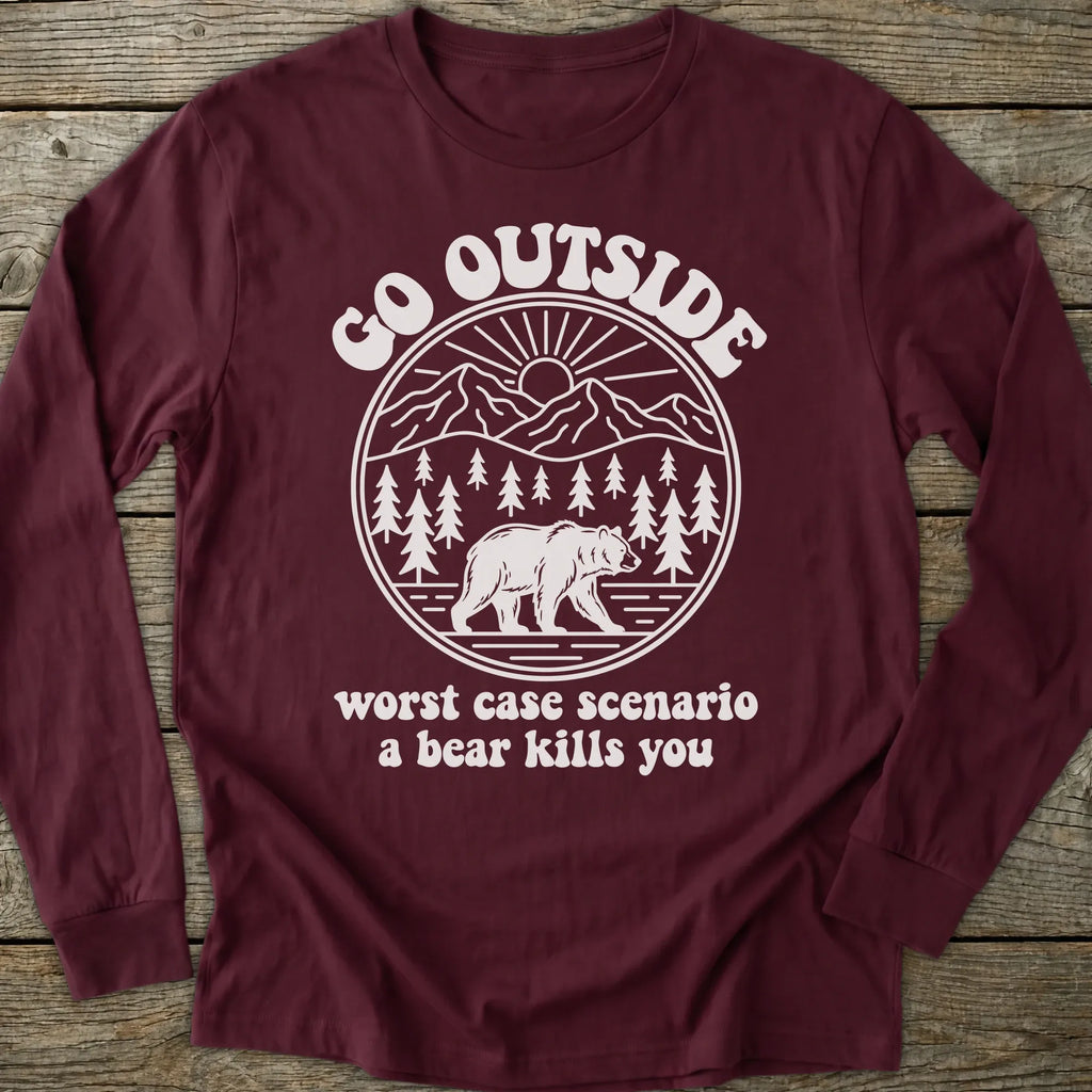 Printify Long-sleeve Go Outside Bear Long Sleeve T-Shirt