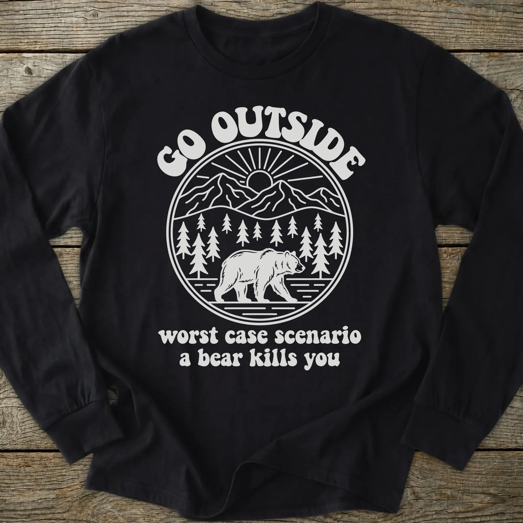 Printify Long-sleeve Go Outside Bear Long Sleeve T-Shirt