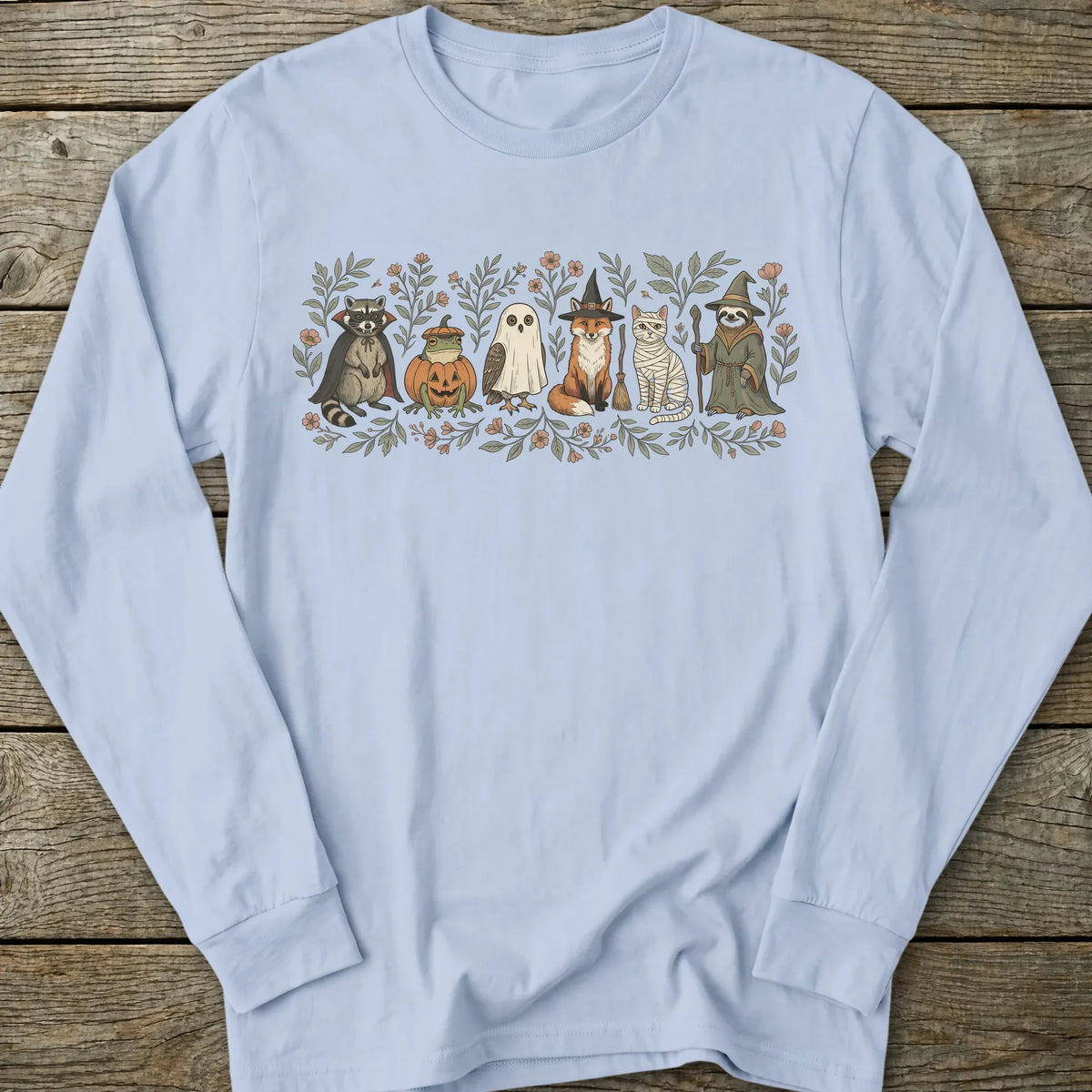 Printify Long-sleeve Halloween Animal Friends Long Sleeve T-Shirt