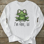Printify Long-sleeve I'm Fine lol Frog Long Sleeve T-Shirt